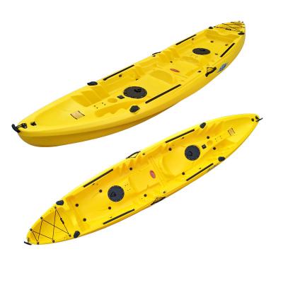 China Heavy Duty High Quality Kayak 3.9m 2+1 Person Sit On Kayak China Sea Kayak Canoe With Paddle for sale