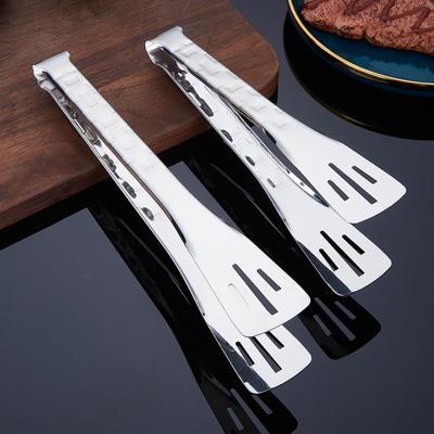 China Wholesale 2023 New Product Stainless Steel Toast Tongs Drain Oil Bread BBQ Clamp Viable BBQ Clip Kitchen Utensils for sale