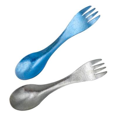 China Outdoor Camping Pure Titanium Fork Gr1 Ultralight Titanium Picnic Spoon Tableware Titanium Spork for sale