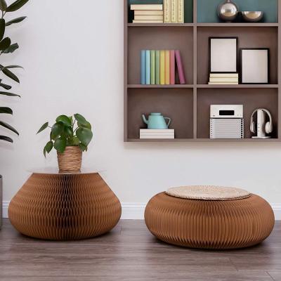 China Brown Stools Decorations Foldable Paper Portable Fold Around Home Decor Space Saving Furniture Made With Cardboard for sale