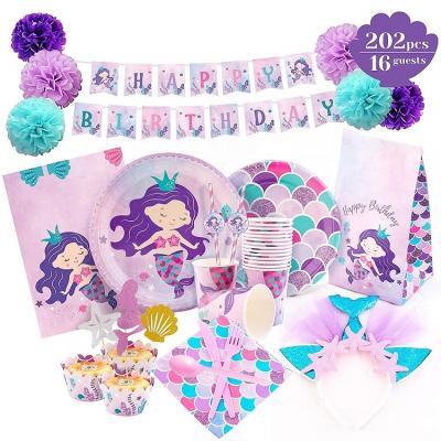 China Umiss 202pcs Paper Mermaid Party Supplies Dekorations Fiestas, Baby Shower, Wedding, Birthday Decoration Set Custom Size for sale