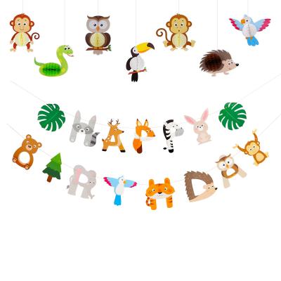 China Disposable Paper Party Dekoration Banne, Umiss Jungle Animals Honeycomb Happy Birthday Hanging Decoration for Kids Party, Baby Shower OEM for sale