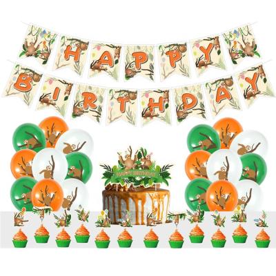 China Disposable Sloth Theme Birthday Party Supplies Jungle Baby Shower Banner Balloon Cupcake Animal Topper The 1st for sale