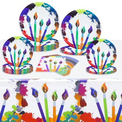 China Disposable in Stock 8 Guests Sweep Theme Party Paper Tableware Decorations Supplies for Girl's Birthday, Paper Plates Cups Napkins Tablecloth for sale