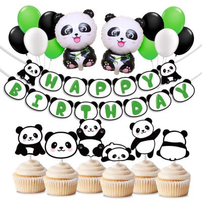 China 120g or 210g Aluminum Foil Umiss Theme Aluminum Latex Balloons Cupcake ToppersKids Party Supplies Woodless Printed Panda Party Decorations for sale