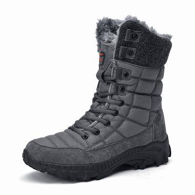 China Deodorization 2023 Winter Warm Cotton Plush Leather Calf Boots Plus Size Waterproof Snow Rain Windproof Hiking Boots For Men for sale