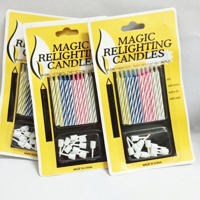 China 10pcs Colorful Funny Prank Magic Trick Candle Birthday Party Cake Decors Relighter Candle for sale