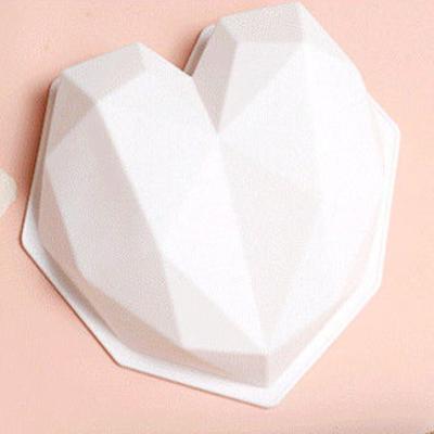 China Viable Stock 3D Diamond Heart Shape Mousse Cake Silicone Mold Decorating French Dessert Baking Molds for sale