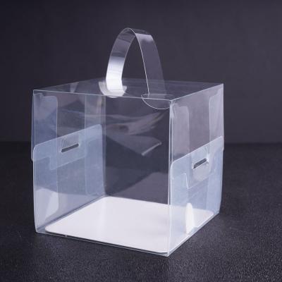 China Materials Factory Hot Sale Recycled Clear Plastic Mini Cake Boxes With Handle For Christmas Holiday Party Cake Packaging for sale