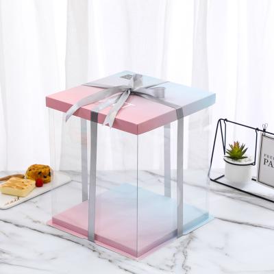 China High Quality Recycled Materials PET Rectangle Transparent Empty Gift Box For Cake Box Packing Containers Flower Wedding Christmas Packing Favor for sale