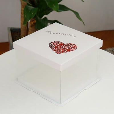 China Recycled Materials Stores White Candy Cookies Cake Packaging Baking Box Transparent 8 Inch Birthday Cake Box Gift Packaging Box for sale