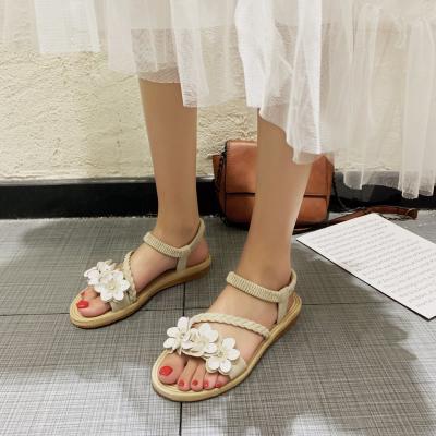 China Latest Design Classic Anti-odor PDEP Summer Flowers Flat Sandals Wholesale Women Sandals For Women And Ladies for sale