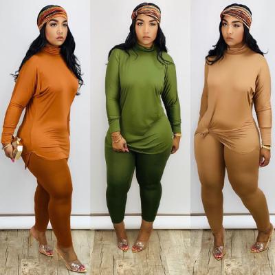 China Hot Sale Women's Breathable Clothing Pure Color PDEP Top Long Sleeve Loose Collar Split Two Piece Set for sale