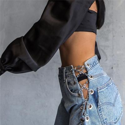 China Wholesale QUICK DRY loose fitting women's loose fit women high waisted PDEP jogger jeans hip hop pants for sale