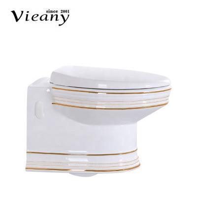 China Concealed cistern Vieany brand wall-hung toilet, gold toilet with best flush suitable for hotel villa apartment for sale