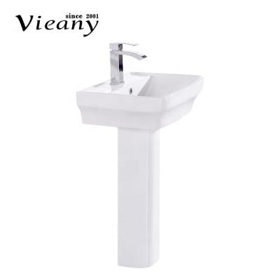 China Modern vieany ceramic pedestal washbasin ceramic easy cleaning light and light in appearance round and radiana for sale