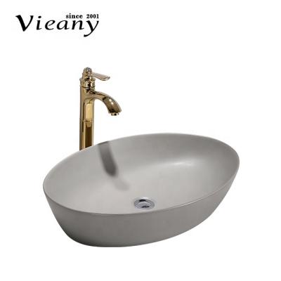 China Vieany Brand Modern Luxury Matte Gray Color Counter Basin Suitable For Hotel Villa Apartment for sale