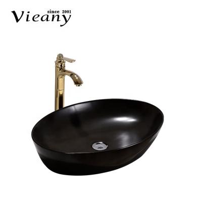 China Vieany Modern Brand Luxury Matte Black Basin Counter Suitable For Hotel Villa Apartment for sale