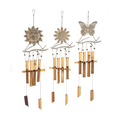 China metal & wholesale bamboo wind chime home decor metal and bamboo for sale