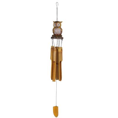 China resin & Factory Wholesale Resin Ornament Bamboo Hot Sale Owl Bamboo Wind Chime for sale