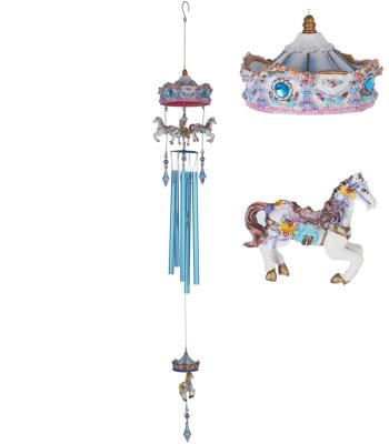 China resin & Aluminum Children Love Horse Resin Exquisite Wooden Wind Chimes For Room Decoration for sale