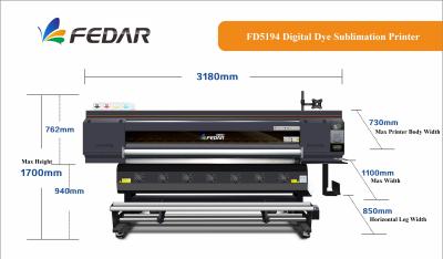 China Printing Stores China Manufacturer Digital Inkjet Heat Transfer Textile Sublimation Printer Fedar FD5194E for sale