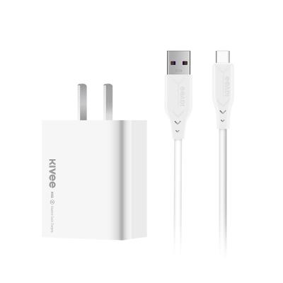 China Direct Sales KIVEE Portable Fast Chargers Mobile Phone Factory 22.5W QC3.0 Mobile Phone Usb Fast Charger for sale