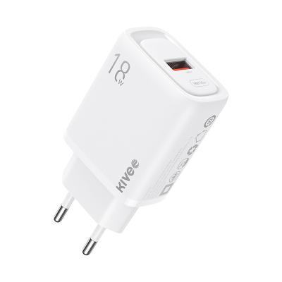 China Mobile Phone Kivee AE76 18W QC3.0 Fast Charger EU Plug Portable USB Wall Charger Travel Charger Power Adapter For Smart Phone for sale