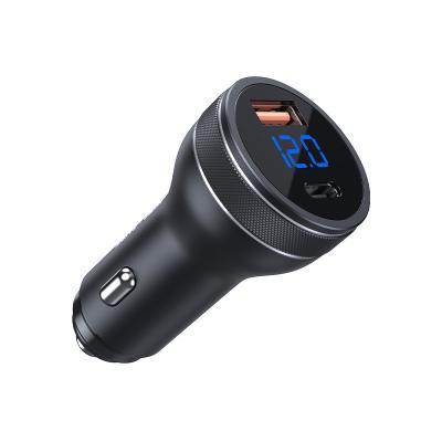 China With LED Display KIVEE UT78 USB C Charger 2 PD Digital Portable Fast Left Car Digital Charger LED Voltage Charging Type C Car Charger With LED Display for sale