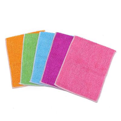 China Sustainable Reusable Bamboo Fiber Cloth Kitchen Dish Wash Towel Household Cleaning Cloth for sale