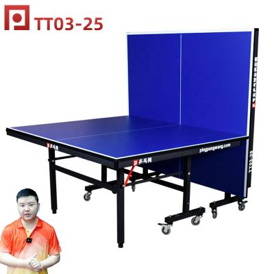 China 25mm PINGPANGWANG TT03-25 Mobile Table Tennis Tables Set OEM Professional Use Indoor Table Tennis Paddle And Foldable Board Training for sale