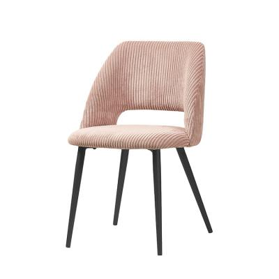 China Wholesale Hot Sale Modern Luxury Dining Chairs Pink Fabric Bazhou Fabric / Velvet Upholstered Simple Restaurant Dining Chair European for sale