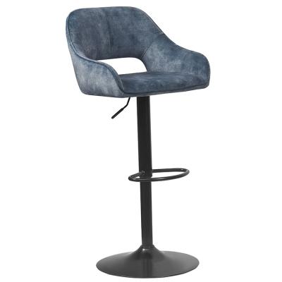 China Modern Bar Stool Lift Bar Counter Gas Lift Upholstered Cheap Blue Bar Stool Luxury for sale