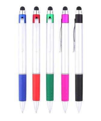 China Top Quality Multifunction Stylus Pen Plastic Material Spray Promotional Silver Ball Pen With Custom Logo For Promotion for sale