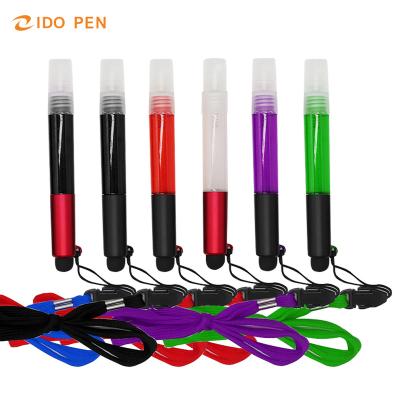 China office & School Portable Pen Travel Mini Multipurpose Hand Sanitizer Spray Pen With Lanyard Stylus Tip Empty Bottle For Promotion for sale