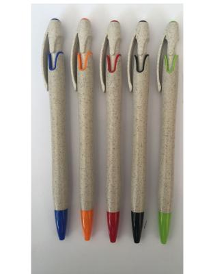 China office & School Pen Hotselling Wholesale advertising reused wheat straw click ball pen with logo for stationery for sale