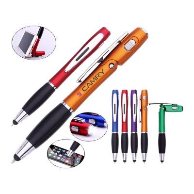 China Promotional Hot Selling New Arrival Touch Pen Alibaba Multifunctional Stylus Mobile Phone Holder Plastic Ball Pen With Led Light For Hover Board for sale