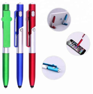 China office & School Pen Touch Phone Holder Ball Pen Stylus LED Luminous Pencil For Advertising for sale