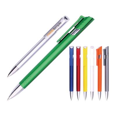 China Wring Logo Pen Custom Colored Pen Metallic Printed Custom Plastic Corporate Ball Pen for sale