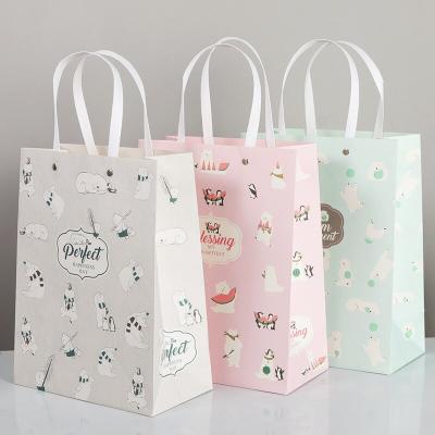 China Custom Logo Reusable Paper Shopping Bag Recyclable Eco Friendly Foldable Biodegradable Shopping Bag Pink Custom Logo for sale