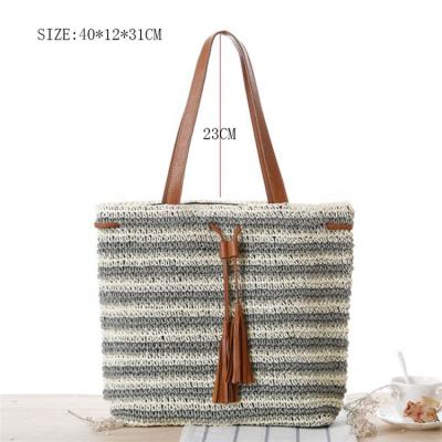 China Simple Single Shoulder Straw Rope Bag For Women Fashionable Crochet Striped Waterproof Female Handbag for sale