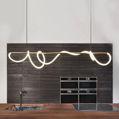 China Amodern Modern Nordic Luxury Bar Chandelier Long Dimmable Silicone Strip Restaurant Lamps Household Lighting for sale