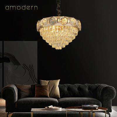 China Traditional Round Crystal Pendant Light Non-standard Customized Empire Office Services Glass Crystal Chandelier Lamp for sale