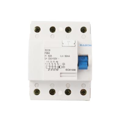 China EABON Type DC ELCB 4P 63 Amp 30mA Residual Current RCCB Circuit Breaker Type B 10KA RCD 6000A for sale