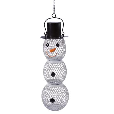 China Other Three Ball Snowman Hanging Metal Bird Feeders For Christmas Decoration for sale