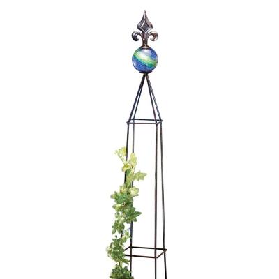 China Exit door decoration & garden decoration metal garden glowing glass obelisk for sale