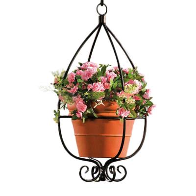 China Garden Decoration Metal Hanging Wrought Iron Plant Stand Metal Antique Plant Pot Rack for sale