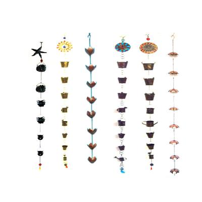 China Garden Decoration Metal Iron Rain Chain Copper Cups Butterfly Cans Rain Barrel Rainchain for sale