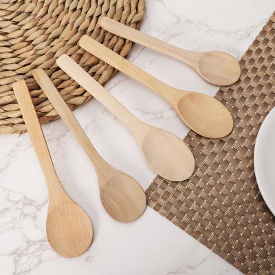 China Viable Factory Wholesale Unpainted Pure Wooden Dessert Lotus Spoon for sale