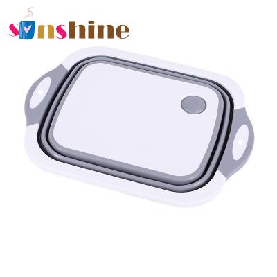 China Sustainable Sinshine Two-in-One Multifunctional Folding Portable Plastic Cutting Board for sale